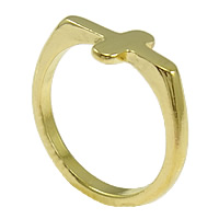 Zinc Alloy Finger Ring, Oversteken, gold plated, nikkel, lood en cadmium vrij, 15x8mm, Gat:Ca 6mm, Maat:7, 100pC's/Lot, Verkocht door Lot