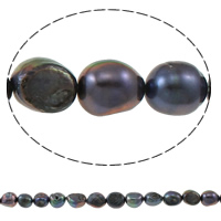 Barock kultivierten Süßwassersee Perlen, Natürliche kultivierte Süßwasserperlen, dunkelviolett, 9-10mm, Bohrung:ca. 0.8mm, verkauft per ca. 9-10 ZollInch Strang