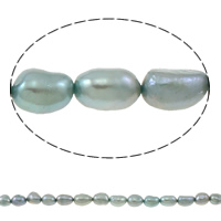 Barock odlad sötvattenspärla pärlor, Freshwater Pearl, mörkgrön, 6-7mm, Hål:Ca 0.8mm, Såld Per Ca 14.5 inch Strand
