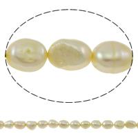 Barocco coltivate in acqua dolce Perla, perla d'acquadolce coltivata naturalmente, beige, 6-7mm, Foro:Appross. 0.8mm, Venduto per Appross. 14.5 pollice filo