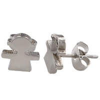 Stainless Steel Stud Earrings, Character, original color, 9x9mm, 50Pairs/Lot, Sold By Lot