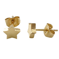 Stainless Steel Stud Earring, Star, gold color plated, 7x7mm, 30Pairs/Lot, Sold By Lot