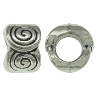 Tibetan Style European Beads, antique silver color plated, without troll, nickel, lead & cadmium free, 8x8x6mm, Hole:Approx 5mm, Approx 710PCs/KG, Sold By KG
