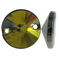 CRYSTALLIZED™, plumbum black color plated, faceted & 1/1 loop, olive green, 12x4.5mm, Hole:Approx 1mm, 5PCs/Bag, Sold By Bag