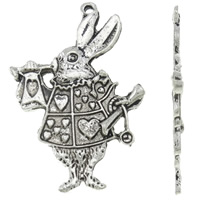 Tibetan Style Animal Pendants, Rabbit, antique silver color plated, nickel, lead & cadmium free, 24x33x2mm, Hole:Approx 2mm, Approx 330PCs/KG, Sold By KG