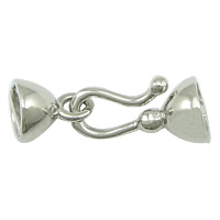 Brass Hook and Eye Clasp platinum color plated with end cap nickel lead & cadmium free Approx 6.5mm Sold By Lot