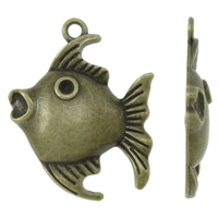 Tibetan Style Pendant Rhinestone Setting, Fish, antique bronze color plated, nickel, lead & cadmium free, 30x37x5mm, Hole:Approx 3mm, Approx 225PCs/KG, Sold By KG