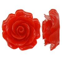 Flower Resin Cabochon, flat back, deep red, 30x30mm, 90PCs/Lot, Sold By Lot