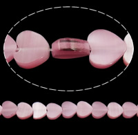 Cats Eye Jewelry Beads, Heart, pink, 8x8x3mm, Hole:Approx 1mm, Length:Approx 14 Inch, 10Strands/Lot, Approx 50PCs/Strand, Sold By Lot
