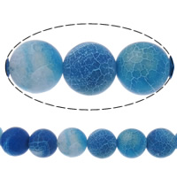 Perles agates effloresces naturelles , agate effleurant, Rond, normes différentes pour le choix, bleu, Trou:Environ 1-1.2mm, Vendu par Environ 15 pouce brin