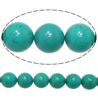 Perles turquoises, turquoise synthétique, Rond, bleu turquoise, 8mm, Trou:Environ 1.5mm, Longueur:Environ 16 pouce, 10Strandstoron/lot, Environ 50PC/brin, Vendu par lot