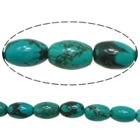 Perles turquoises, turquoise synthétique, ovale, bleu turquoise, 6.50x4.50mm, Trou:Environ 0.8mm, Longueur:Environ 16 pouce, 10Strandstoron/lot, Environ 63PC/brin, Vendu par lot