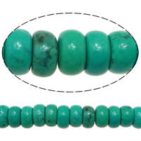 Perles turquoises, turquoise synthétique, rondelle, vert foncé, 2x4mm, Trou:Environ 0.7mm, Longueur:Environ 16 pouce, 10Strandstoron/lot, Environ 190PC/brin, Vendu par lot
