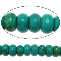 Perles turquoises, turquoise synthétique, rondelle, vert foncé, 5x8mm, Trou:Environ 1mm, Longueur:Environ 16 pouce, 10Strandstoron/lot, Environ 85PC/brin, Vendu par lot