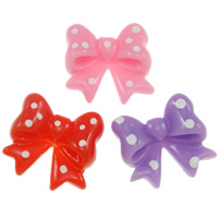 Resin, Bowknot, flat back & with round spot pattern, mixed colors, 16x14mm, 400PCs/Lot, Sold By Lot