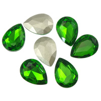 Cabochões de cristal, Lágrima, Rivoli volta & facetada, verde grama, 13x18mm, 144PCs/Bag, vendido por Bag