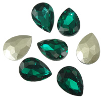 Crystal Cabochons, Teardrop, rivoli back & faceted, Emerald, 13x18mm, 144PCs/Bag, Sold By Bag
