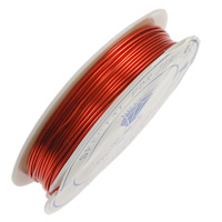 Blås Wire, Mässing, med Plast, ugnstorkande lack, röd, nickel, bly och kadmium gratis, 1mm, Längd Ca 2.5 m, 20PC/Lot, Säljs av Lot
