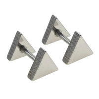 Stainless Steel Ear Piercing Jewelry, Triangle, original color, 7mm, 17Pairs/Lot, Sold By Lot