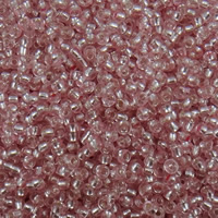 Sølv Foret Glass Seed Beads, Glas Seed Beads, Runde, sølv-foret, lyserød, 2x1.9mm, Hole:Ca. 1mm, Ca. 30000pc'er/Bag, Solgt af Bag