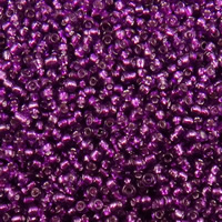 Perles de verre ligné argent, perles de rocaille en verre, Rond, argenté, violet, 2x1.9mm, Trou:Environ 1mm, Environ 30000PC/sac, Vendu par sac