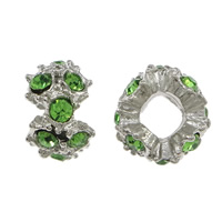 Zinc Alloy Spacer Beads Rondelle platinum color plated with rhinestone nickel lead & cadmium free Approx 5mm Sold By Lot