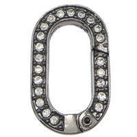 Tibetan Style Jewelry Clasp, Letter O, plumbum black color plated, with rhinestone, nickel, lead & cadmium free, 17x29x4mm, Hole:Approx 9x20mm, 30PCs/Lot, Sold By Lot