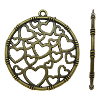 Tibetan Style Hollow Pendants, Flat Round, antique bronze color plated, nickel, lead & cadmium free, 32mm, Hole:Approx 1mm, 300PCs/Bag, Sold By Bag