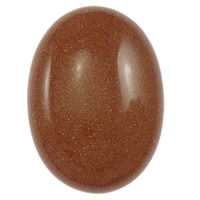 pierre d'or cabochon, ovale plat, dos plat, 22x30x5-7mm, 10PC/sac, Vendu par sac