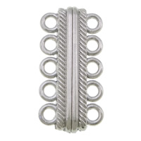 Tibetan Style Magnetic Clasp, platinum color plated, 5-strand, nickel, lead & cadmium free, 17x33x8mm, Hole:Approx 3mm, 50PCs/Lot, Sold By Lot