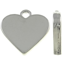 Zinc Alloy Heart Pendler, sølvfarvet forgyldt, nikkel, bly & cadmium fri, 17.50x17x3mm, Hole:Ca. 2mm, 10pc'er/Bag, Solgt af Bag