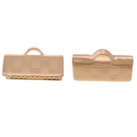 Brass Ribbon Crimp End, Rectangle, rose gold color plated, nickel, lead & cadmium free, 15x7x5mm, Hole:Approx 3mm, 1000PCs/Lot, Sold By Lot