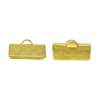 Brass Ribbon Crimp End, Rectangle, gold color plated, nickel, lead & cadmium free, 13x7x5mm, Hole:Approx 3mm, 1000PCs/Lot, Sold By Lot
