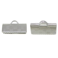 Brass Ribbon Crimp End Rectangle platinum color plated nickel lead & cadmium free Approx 3mm Sold By Lot