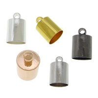 Brass End Cap, Column, plated, mixed colors, nickel, lead & cadmium free, 8x12x8mm, Hole:Approx 2mm, 7.5mm, 1000PCs/Lot, Sold By Lot