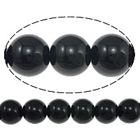 Natürliche schwarze Achat Perlen, Schwarzer Achat, rund, 16mm, Bohrung:ca. 1mm, Länge ca. 16 ZollInch, 10SträngeStrang/Menge, ca. 50PCs/Strang, verkauft von Menge
