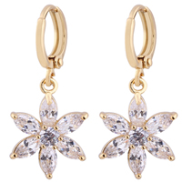 Gets® Jewelry Earring, Brass, Flower, 18K gold plated, with cubic zirconia, nickel, lead & cadmium free, 15mm, Sold By Pair