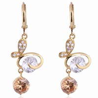 Gets® Jewelry Earring, Brass, Butterfly, 18K gold plated, with cubic zirconia, nickel, lead & cadmium free, 7mm, Sold By Pair