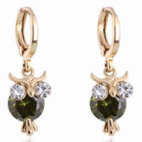 Gets® Jewelry Earring, Brass, Owl, 18K gold plated, with cubic zirconia, nickel, lead & cadmium free, 7mm, Sold By Pair
