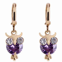 Gets® Jewelry Earring, Brass, Owl, 18K gold plated, with cubic zirconia, nickel, lead & cadmium free, 7mm, Sold By Pair