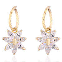 Gets® Jewelry Earring, Brass, Flower, 18K gold plated, with cubic zirconia, nickel, lead & cadmium free, 12mm, Sold By Pair