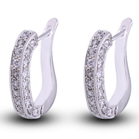 Gets® Jewelry Earring, Brass, platinum plated, with cubic zirconia, nickel, lead & cadmium free, 4mm, Sold By Pair