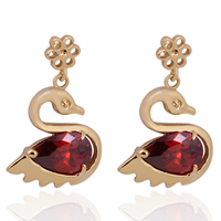 Gets® Jewelry Earring, Brass, Swan, 18K gold plated, with cubic zirconia, nickel, lead & cadmium free, 10mm, Sold By Pair