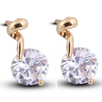 Gets® Jewelry Earring Brass 18K gold plated with cubic zirconia nickel lead & cadmium free 8mm Sold By Pair