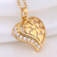 Gets® Jewelry Pendant, Brass, Heart, 18K gold plated, with cubic zirconia, nickel, lead & cadmium free, 18mm, Hole:Approx 4x5mm, Sold By PC