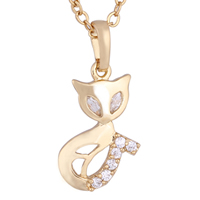 Gets® Jewelry Pendant, Brass, Cat, 18K gold plated, with cubic zirconia, nickel, lead & cadmium free, 16.5mm, Hole:Approx 3mm, Sold By PC