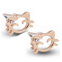 Gets® Jewelry Earring Brass Cat 18K gold plated with cubic zirconia nickel lead & cadmium free 6mm Sold By Pair