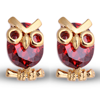 Gets® Jewelry Earring, Brass, Owl, 18K gold plated, with cubic zirconia, nickel, lead & cadmium free, 14mm, Sold By Pair