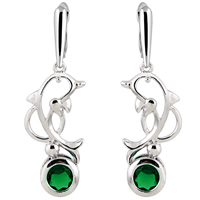 Gets® Jewelry Earring Brass Dolphin platinum plated with cubic zirconia nickel lead & cadmium free 38mm Sold By Pair