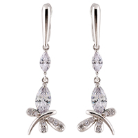 Gets® Jewelry Earring, Brass, Dragonfly, platinum plated, with cubic zirconia, nickel, lead & cadmium free, 44mm, Sold By Pair